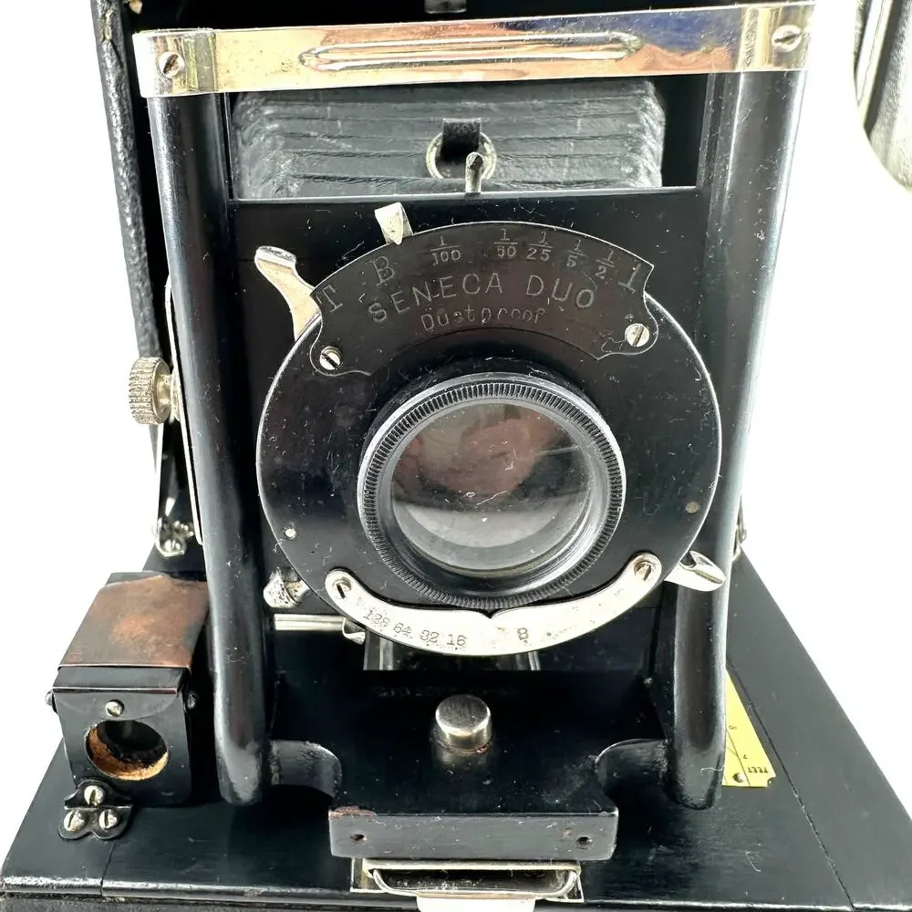 1907 Seneca Chautauqua 4x6 Folding Camera w/ Seneca Duo Shutter + Plate Holders
